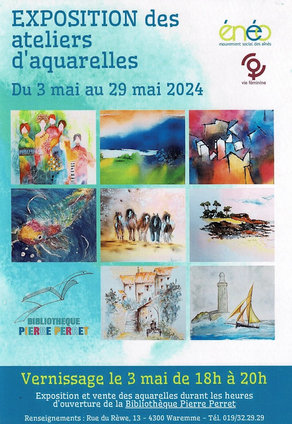 Exposition des ateliers d'aquarelles (Mai 2024) - Énéo & Vie Féminine