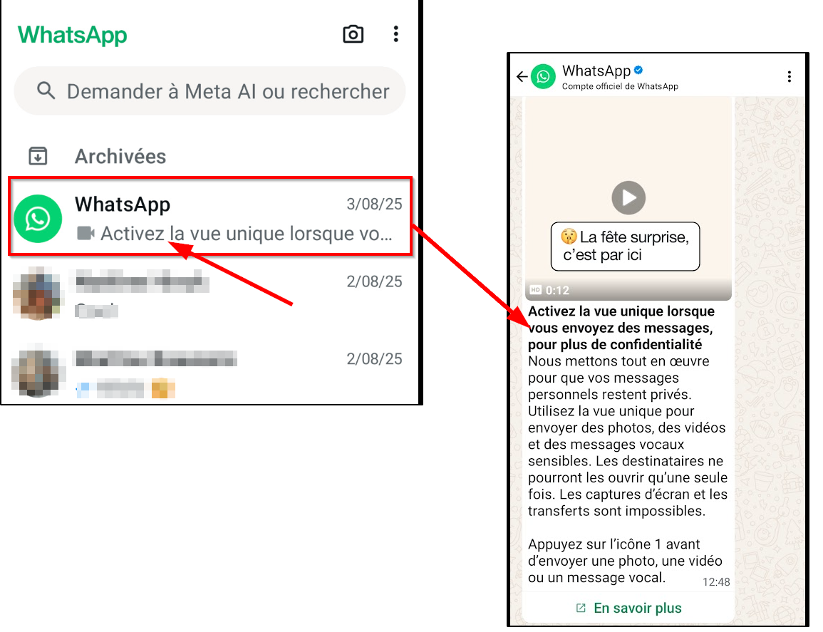 WhatsApp - Activer la vue unique