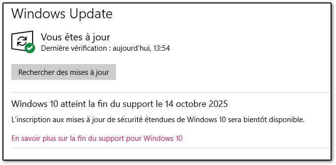 Win 10 - Option ESU non disponible